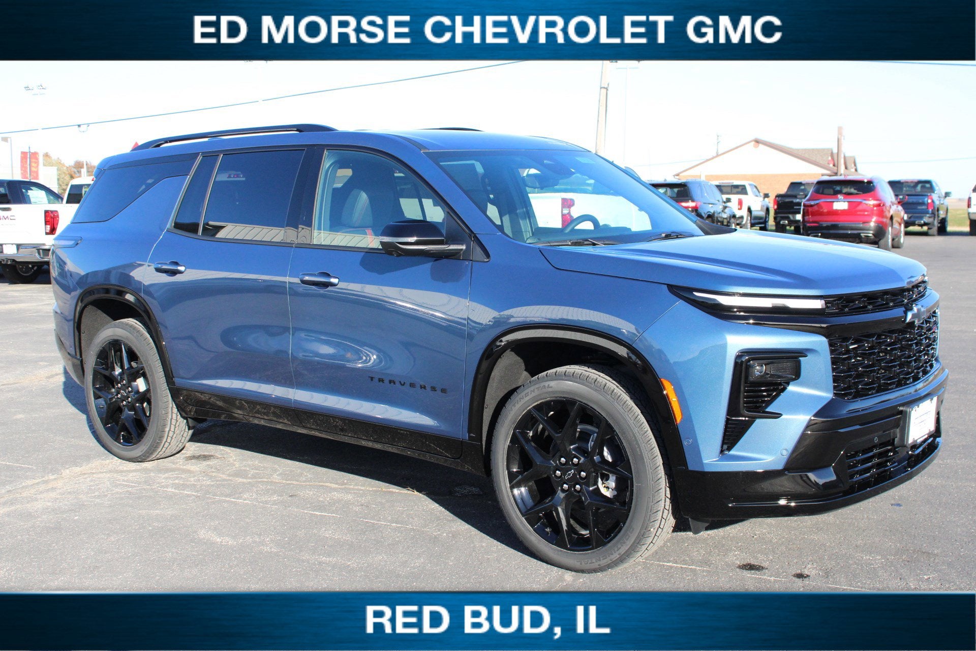 2026 Chevrolet Traverse RS in Lakeshore Blue Metallic — front three-quarter view